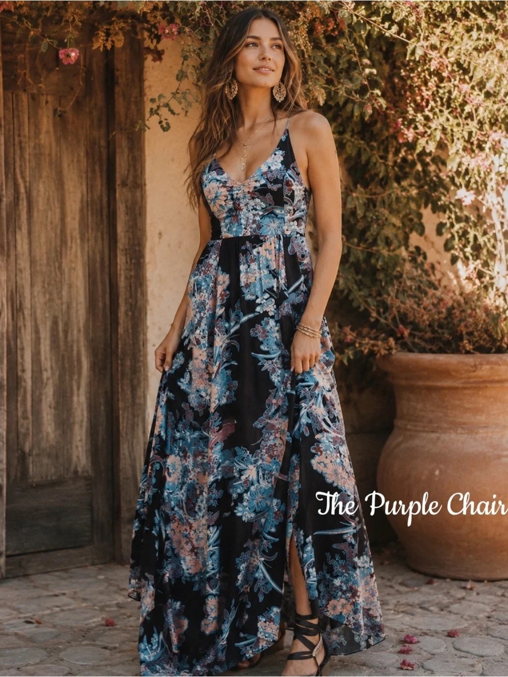 Intimately Free People Through the vine maxi long dress dark floral size S, EUC